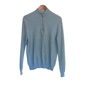 Neiman Marcus 100% Cashmere‎ Quarter Zip Men's Sweater Blue Size M Heritage